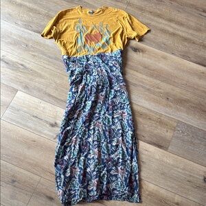 Bohemian Maxi Dress with Graphic Tee Top